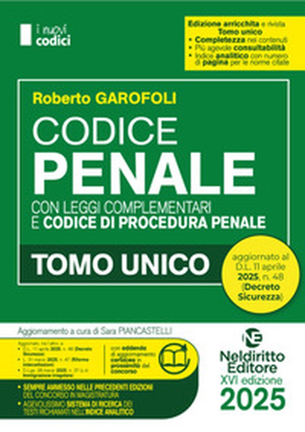 Codice Penale e di Procedura penale 2025 normativo per il Concorso in Magistratura. Aggiornato al DL Sicurezza - Librerie.coop Codice Penale e di Procedura penale 2025 normativo per il Concorso in Magistratura. Aggiornato al DL Sicurezza - Librerie.coop