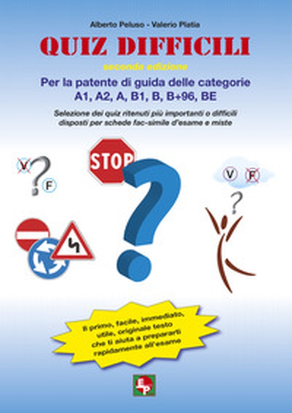Quiz difficili per la patente di guida delle categorie A1, A2, A, B1, B, B+96, BE. Selezione dei quiz ritenuti più importanti o difficili... - Librerie.coop
