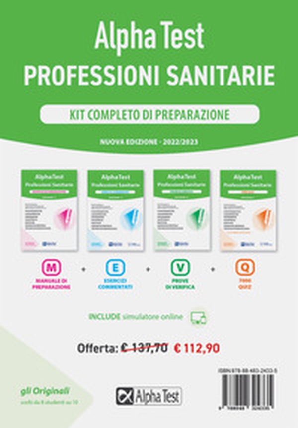 Alpha Test. Professioni sanitarie. Kit completo di preparazione: Manuale di preparazione-Esercizi commentati-Prove di verifica-7000 quiz - Librerie.coop Alpha Test. Professioni sanitarie. Kit completo di preparazione: Manuale di preparazione-Esercizi commentati-Prove di verifica-7000 quiz - Librerie.coop