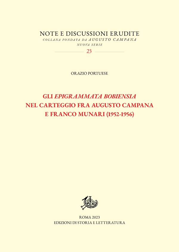 Gli Epigrammata Bobiensia nel carteggio fra Augusto Campana e Franco Munari (1952-1956) - Librerie.coop