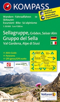 Carta escursionistica n. 59. Gruppo del Sella, Val Gardena, Alpe di Siusi-Sellagruppe, Gröden, Seiser Alm 1:50.000 - Librerie.coop