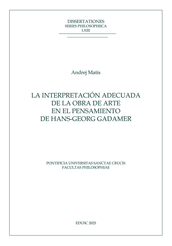 La interpretación adecuada de la obra de arte en el pensamiento de Hans-Georg Gadamer - Librerie.coop La interpretación adecuada de la obra de arte en el pensamiento de Hans-Georg Gadamer - Librerie.coop