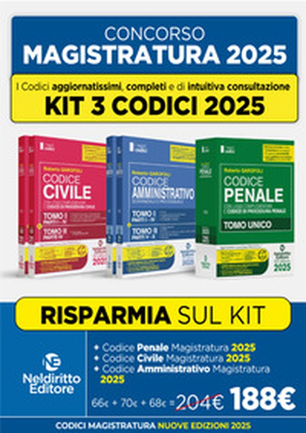 Kit 3 codici normativi civile, penale e amministrativo 2025 per il concorso in Magistratura - Librerie.coop Kit 3 codici normativi civile, penale e amministrativo 2025 per il concorso in Magistratura - Librerie.coop