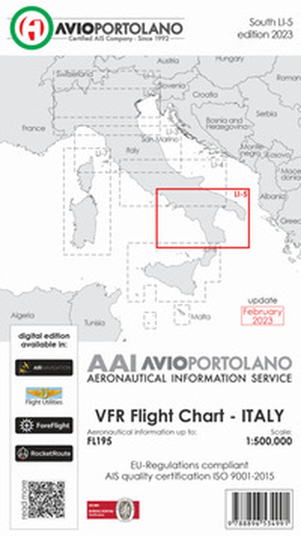 Avioportolano. VFR flight chart LI 5 Italy south. ICAO annex 4 - EU-Regulations compliant. Ediz. italiana e inglese - Librerie.coop Avioportolano. VFR flight chart LI 5 Italy south. ICAO annex 4 - EU-Regulations compliant. Ediz. italiana e inglese - Librerie.coop