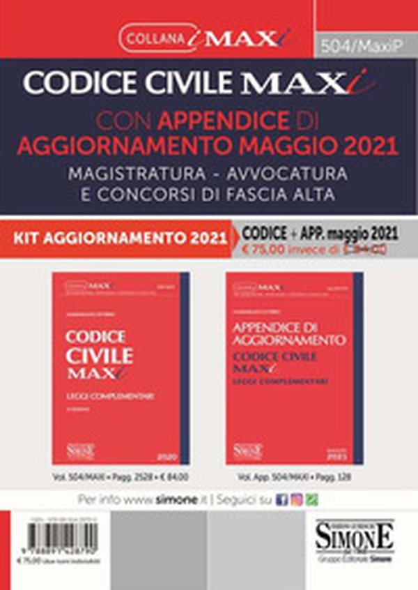 Codice civile maxi con appendice di aggiornamento maggio 2021. Magistratura, avvocatura e concorsi di fascia alta - Librerie.coop Codice civile maxi con appendice di aggiornamento maggio 2021. Magistratura, avvocatura e concorsi di fascia alta - Librerie.coop