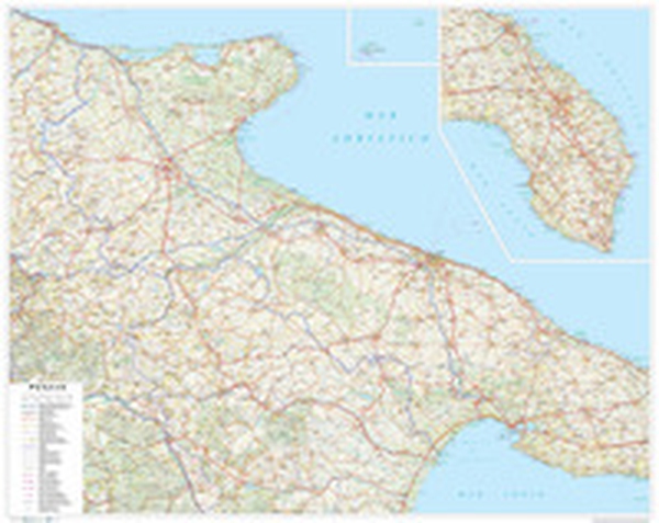 Puglia. Carta stradale della regione 1:250.000 (carta murale plastificata stesa cm 108x86) - Librerie.coop Puglia. Carta stradale della regione 1:250.000 (carta murale plastificata stesa cm 108x86) - Librerie.coop