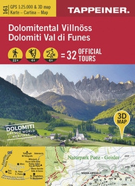 Dolomiti Val di Funes. Cartina topografica. Carta panoramica 3D - Librerie.coop