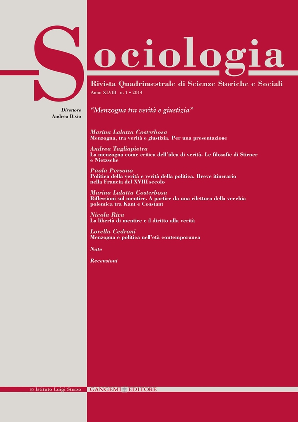 Sociologia n. 1/2014 - Librerie.coop Sociologia n. 1/2014 - Librerie.coop