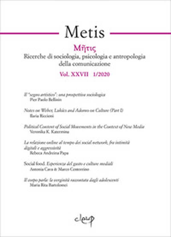 Metis. Ricerche di sociologia, psicologia e antropologia della comunicazione - Librerie.coop Metis. Ricerche di sociologia, psicologia e antropologia della comunicazione - Librerie.coop