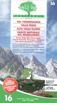 Carta n. 16. Val Vermenagna, Valle Pesio, Alta Valle Ellero, Parco naturale del Marguareis 1:25.000 - Librerie.coop