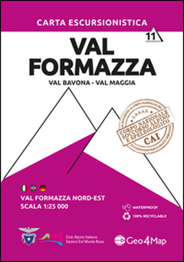 Carta escursionistica val Formazza. Scala 1:25.000. Ediz. italiana, inglese e tedesca - Vol. 11 - Librerie.coop