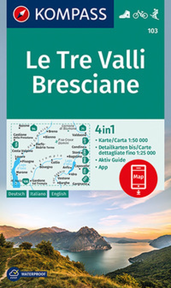 Carta escursionistica n. 103. Le Tre Valli Bresciane 1:50.000. Ediz. italiana, tedesca e inglese - Librerie.coop Carta escursionistica n. 103. Le Tre Valli Bresciane 1:50.000. Ediz. italiana, tedesca e inglese - Librerie.coop