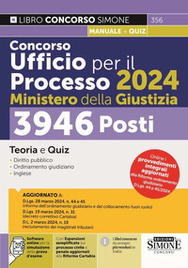 Concorso Ufficio per il Processo 2024 Ministero della Giustizia. 3946 posti. Teoria e quiz - Librerie.coop Concorso Ufficio per il Processo 2024 Ministero della Giustizia. 3946 posti. Teoria e quiz - Librerie.coop