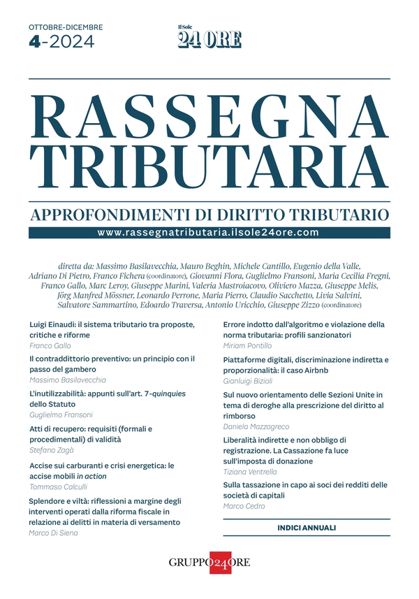 Rassegna Tributaria 4/2024 - Librerie.coop Rassegna Tributaria 4/2024 - Librerie.coop
