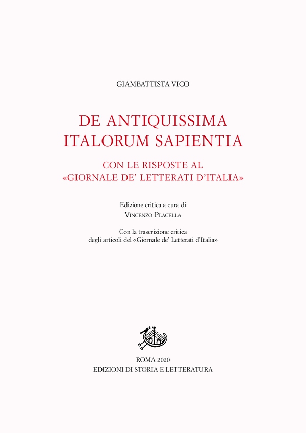 De Antiquissima Italorum Sapientia con le Risposte al «Giornale de' letterati d'Italia» - Librerie.coop