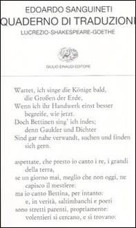 Quaderno di traduzioni. Lucrezio-Shakespeare-Goethe. Testo originale a fronte - Librerie.coop Quaderno di traduzioni. Lucrezio-Shakespeare-Goethe. Testo originale a fronte - Librerie.coop