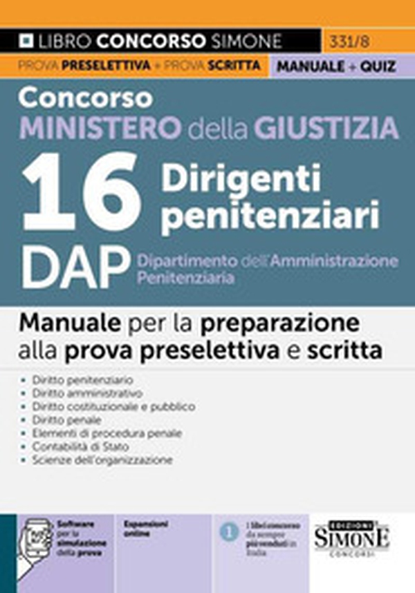 Concorso Ministero della Giustizia 16 Dirigenti penitenziari DAP Dipartimento dell'Amministrazione Penitenziaria. Manuale - Librerie.coop Concorso Ministero della Giustizia 16 Dirigenti penitenziari DAP Dipartimento dell'Amministrazione Penitenziaria. Manuale - Librerie.coop