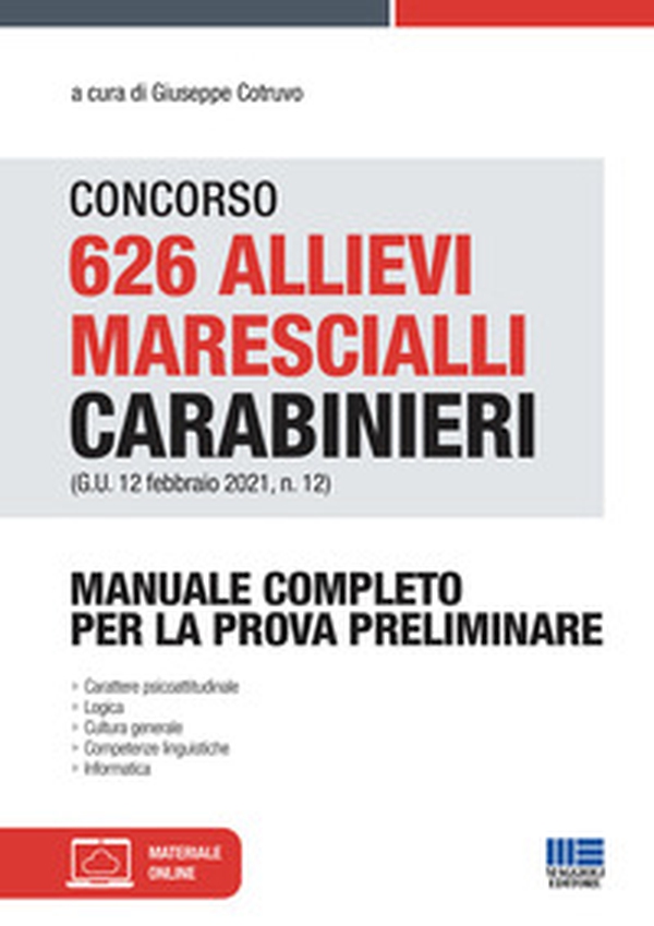Concorso 626 allievi marescialli carabinieri (G.U. 12 febbraio 2021, n. 12) - Librerie.coop Concorso 626 allievi marescialli carabinieri (G.U. 12 febbraio 2021, n. 12) - Librerie.coop