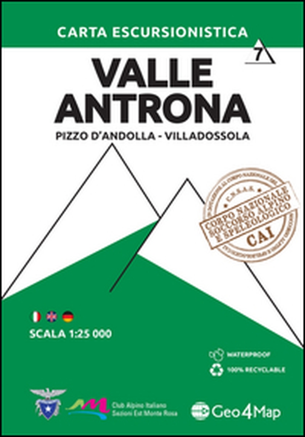 Carta escursionistica valle Antrona. Scala 1:25.000. Ediz. italiana, inglese e tedesca - Vol. 7 - Librerie.coop