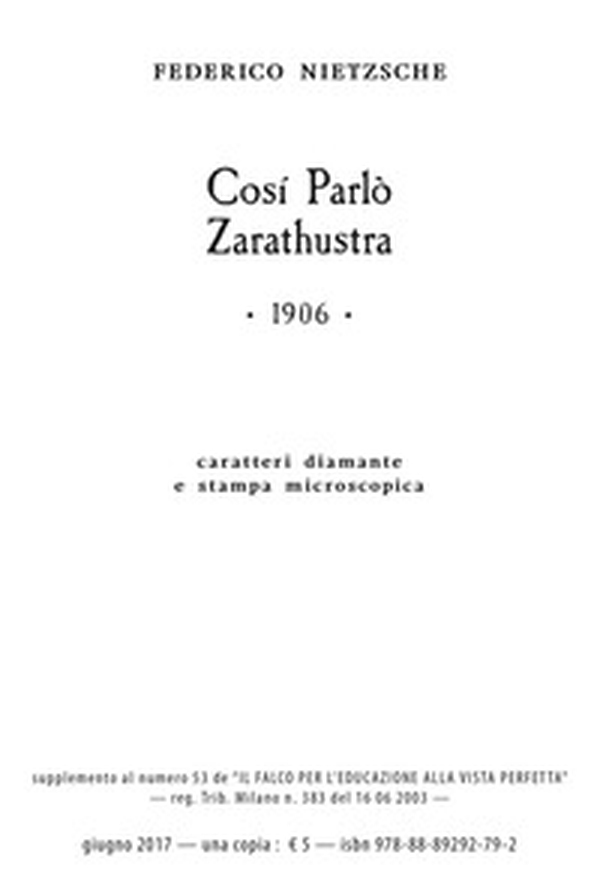 Così parlò Zarathustra. Ediz. a caratteri diamante e stampa microscopica - Librerie.coop Così parlò Zarathustra. Ediz. a caratteri diamante e stampa microscopica - Librerie.coop