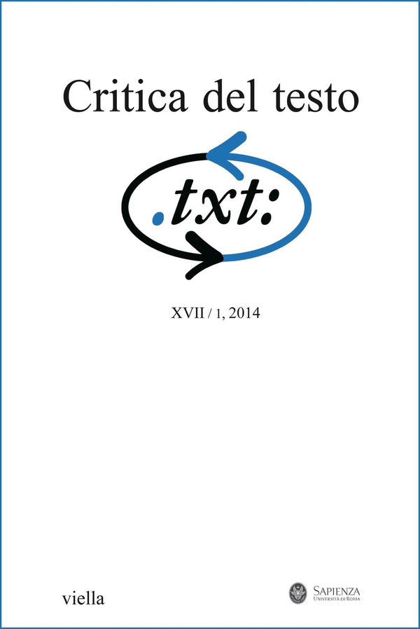 Critica del testo (2014) Vol. 17/1 - Librerie.coop Critica del testo (2014) Vol. 17/1 - Librerie.coop