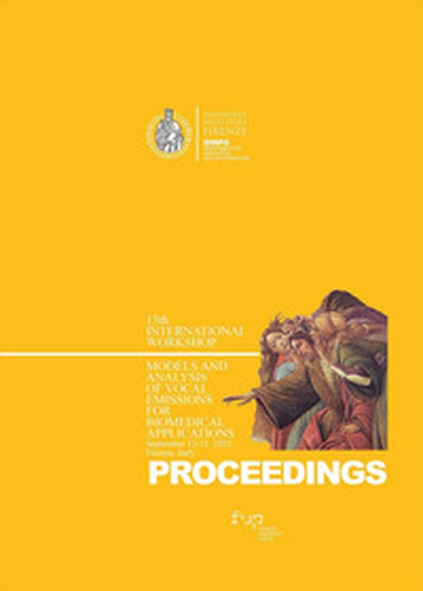 Models and analysis of vocal emissions for biomedical applications. 13th international Workshop (Firenze, September 12-13, 2023) - Librerie.coop Models and analysis of vocal emissions for biomedical applications. 13th international Workshop (Firenze, September 12-13, 2023) - Librerie.coop