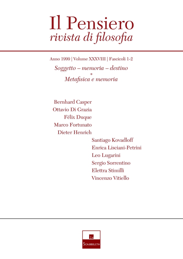 Soggetto – memoria – destino/Metafisica e memoria (1999/1-2) - Librerie.coop Soggetto – memoria – destino/Metafisica e memoria (1999/1-2) - Librerie.coop