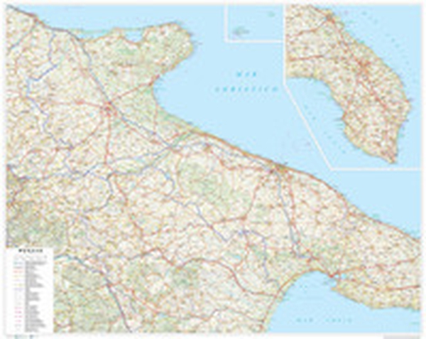 Puglia. Carta stradale della regione 1:250.000 (carta murale plastificata stesa con aste cm 108x86) - Librerie.coop Puglia. Carta stradale della regione 1:250.000 (carta murale plastificata stesa con aste cm 108x86) - Librerie.coop