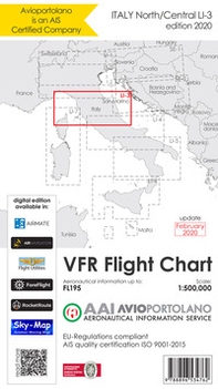 Avioportolano. VFR flight chart LI 3 Italy north-central. ICAO annex 4-EU-Regulations compliant - Librerie.coop