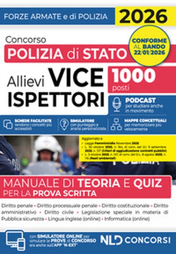 Concorso allievi vice ispettori polizia di Stato 2026. Manuale di Teoria e quiz per la prova scritta - Librerie.coop