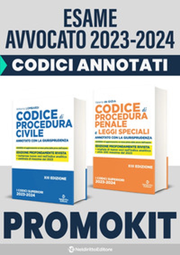 Kit Codici Esame Avvocato 2023: Codice procedura civile annotato con la giurisprudenza-Codice procedura penale - Librerie.coop Kit Codici Esame Avvocato 2023: Codice procedura civile annotato con la giurisprudenza-Codice procedura penale - Librerie.coop