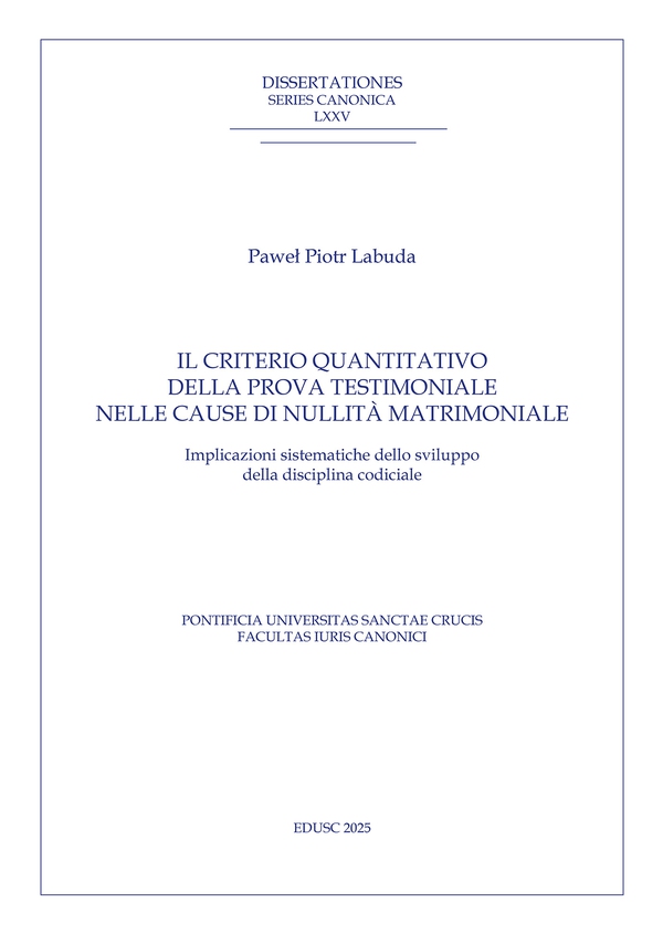 Il criterio quantitativo della prova testimoniale nelle cause di nullità matrimoniale - Librerie.coop Il criterio quantitativo della prova testimoniale nelle cause di nullità matrimoniale - Librerie.coop