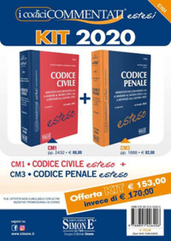 Kit 2020 - Codice Civile Esteso-Codice Penale Esteso. Annotati esclusivamente con le massime significative e con le sentenze delle Sezioni Unite - Librerie.coop Kit 2020 - Codice Civile Esteso-Codice Penale Esteso. Annotati esclusivamente con le massime significative e con le sentenze delle Sezioni Unite - Librerie.coop