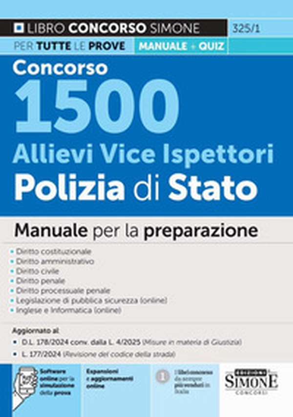 Concorso 1500 Allievi Vice Ispettori Polizia di Stato. Manuale per la preparazione - Librerie.coop