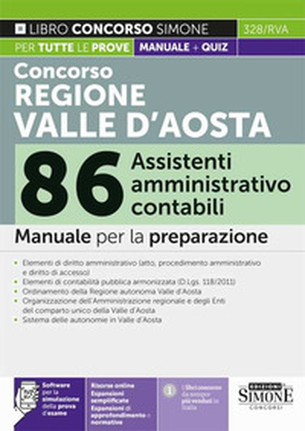 Concorso regione Valle d'Aosta 86 assistenti amministrativo contabile. Manuale per la preparazione - Librerie.coop