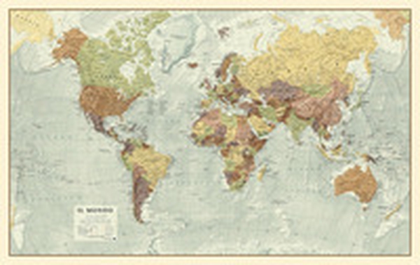 Mondo 1:30.000.000 (carta murale anticata in canvas su telaio in legno cm 137x86) - Librerie.coop Mondo 1:30.000.000 (carta murale anticata in canvas su telaio in legno cm 137x86) - Librerie.coop