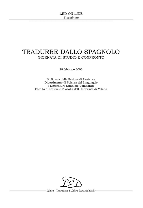 Tradurre dallo spagnolo - Librerie.coop Tradurre dallo spagnolo - Librerie.coop