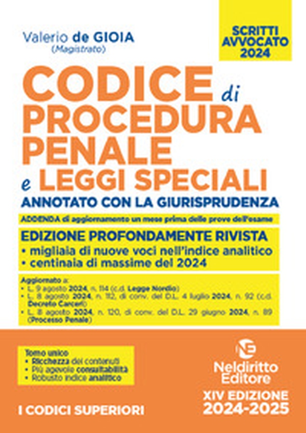 Codice di procedura penale e leggi speciali. Annotato con la giurisprudenza. Esame avvocato 2024 - Librerie.coop Codice di procedura penale e leggi speciali. Annotato con la giurisprudenza. Esame avvocato 2024 - Librerie.coop