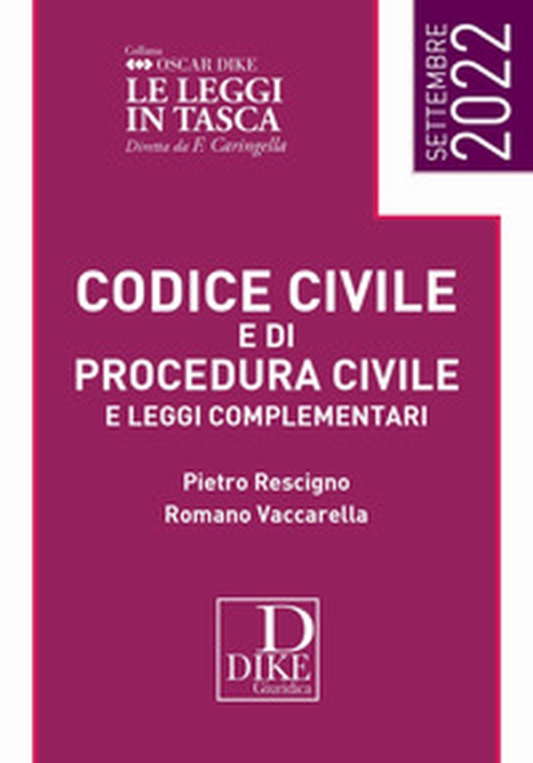 Codice civile e di procedura civile e leggi complementari. Settembre 2022. Ediz. pocket - Librerie.coop Codice civile e di procedura civile e leggi complementari. Settembre 2022. Ediz. pocket - Librerie.coop