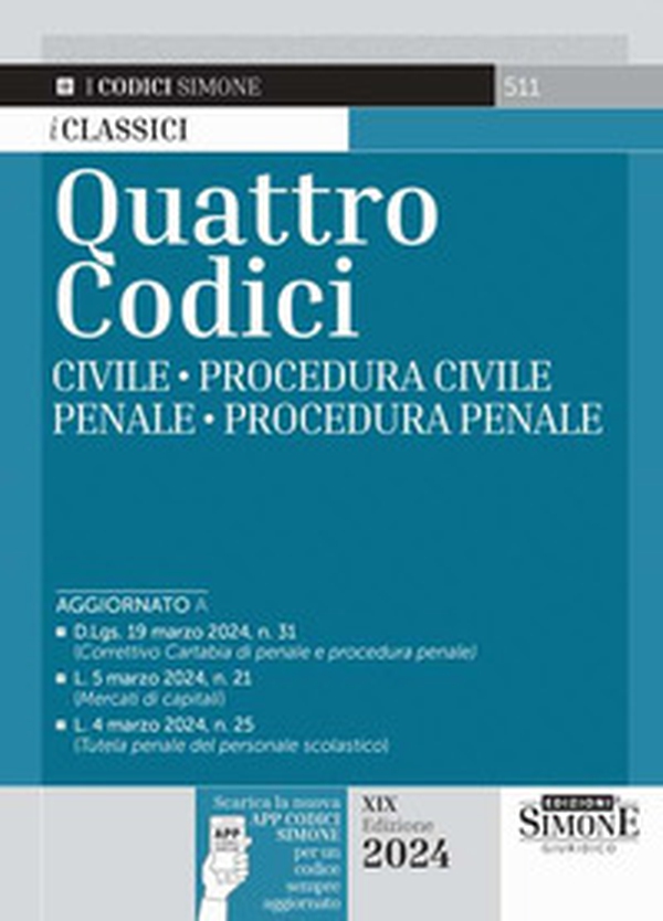 Quattro codici: Civile-Procedura civile-Penale-Procedura penale - Librerie.coop Quattro codici: Civile-Procedura civile-Penale-Procedura penale - Librerie.coop