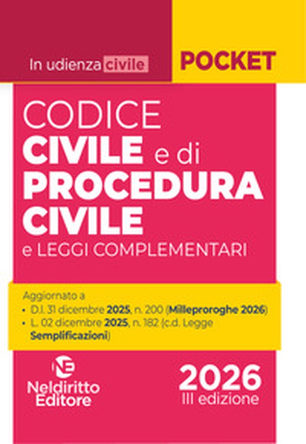Codice civile e di procedura civile 2026 (per udienza) - Librerie.coop