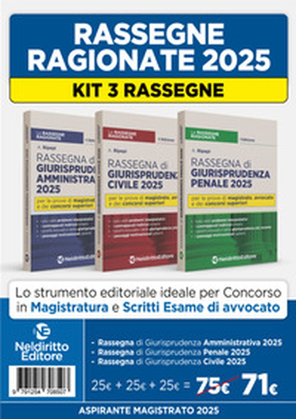 Kit 3 rassegne di Civile, Penale e Amministrativo 2025 per il concorso in magistratura e i concorsi superiori - Librerie.coop Kit 3 rassegne di Civile, Penale e Amministrativo 2025 per il concorso in magistratura e i concorsi superiori - Librerie.coop
