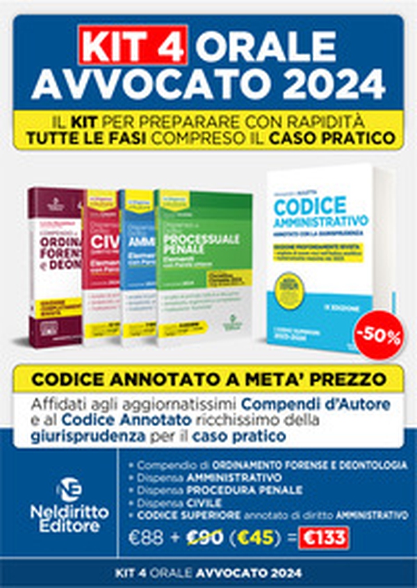Speciale Orale Avvocato kit 3 dispense + 1 compendio + 1 codice amministrativo (Civile, Ordinamento forense + Procedura civile + Amministrativo) - Librerie.coop Speciale Orale Avvocato kit 3 dispense + 1 compendio + 1 codice amministrativo (Civile, Ordinamento forense + Procedura civile + Amministrativo) - Librerie.coop