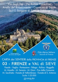 Carta dei sentieri della provincia di Firenze. Firenze e Val di Sieve. Fiesole-Vaglia-Pontassieve-Pelago-Rufina-Reggello M. Morello-M. Senario-M. Giovi-P.so della Consuma M. Secchieta-Foresta di Vallombrosa-Foresta di S. Antonio 1:25.000 - Librerie.coop