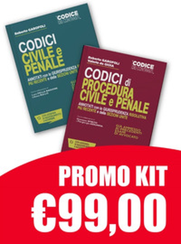 Kit Codici Esame Avvocato 2020: Codice civile e penale-Codice procedura civile e procedura penale annotati con la giurisprudenza - Librerie.coop Kit Codici Esame Avvocato 2020: Codice civile e penale-Codice procedura civile e procedura penale annotati con la giurisprudenza - Librerie.coop