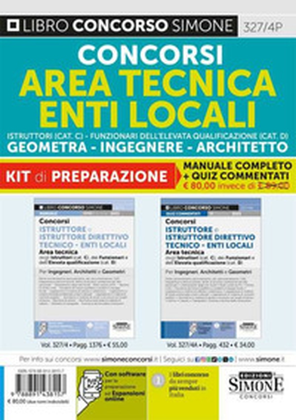 Concorsi area tecnica enti locali. Istruttori (Cat. C). Funzionari dell'elevata qualificazione (Cat. D). Geometra-Ingegnere-Architetto. Kit di preparazione - Librerie.coop Concorsi area tecnica enti locali. Istruttori (Cat. C). Funzionari dell'elevata qualificazione (Cat. D). Geometra-Ingegnere-Architetto. Kit di preparazione - Librerie.coop