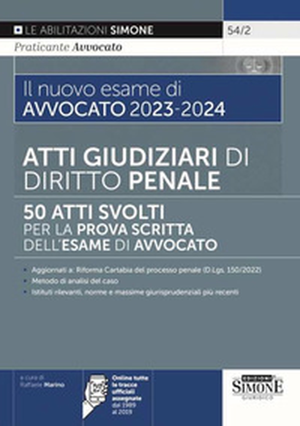 Il nuovo esame di avvocato 2023-2024. Atti giudiziari di diritto penale. 50 atti svolti per la prova scritta dell'esame di avvocato - Librerie.coop Il nuovo esame di avvocato 2023-2024. Atti giudiziari di diritto penale. 50 atti svolti per la prova scritta dell'esame di avvocato - Librerie.coop