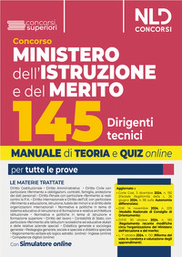 Concorso 145 Ispettori Tecnici Ministero dell'Istruzione e del Merito. Manuale + quiz per la prova preselettiva, scritta e orale - Librerie.coop Concorso 145 Ispettori Tecnici Ministero dell'Istruzione e del Merito. Manuale + quiz per la prova preselettiva, scritta e orale - Librerie.coop