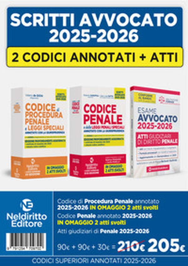 Kit codice penale e codice di procedura penale annotato con la giurisprudenza per l'esame di avvocato 2025-2026 + Atti di diritto penale 2025 - Librerie.coop Kit codice penale e codice di procedura penale annotato con la giurisprudenza per l'esame di avvocato 2025-2026 + Atti di diritto penale 2025 - Librerie.coop