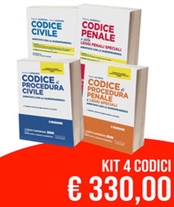 Kit Codici Esame Avvocato 2020: Codice civile-Codice penale e delle leggi penali speciali-Codice di procedura civile-Codice di procedura penale e leggi speciali. Annotati con la giurisprudenza - Librerie.coop Kit Codici Esame Avvocato 2020: Codice civile-Codice penale e delle leggi penali speciali-Codice di procedura civile-Codice di procedura penale e leggi speciali. Annotati con la giurisprudenza - Librerie.coop